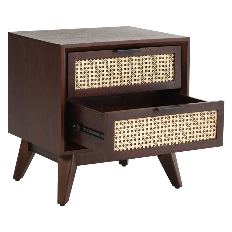 Bayou Breeze Jasper Solid Wood Nightstand Fully Assembled, 2 Drawer Nightstands, Side Table